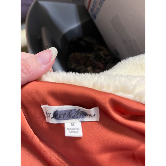 Love and Lemons Womens Rumi Sherpa Jacket Pink White Burnt Orange Size M - Picture 5 of 5